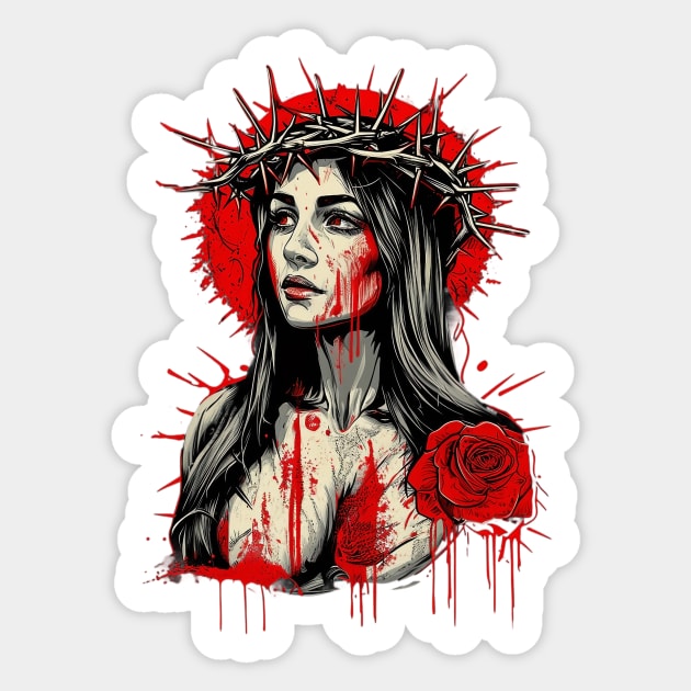 Virgin Mary Our Lady of Sorrows Sticker by animegirlnft